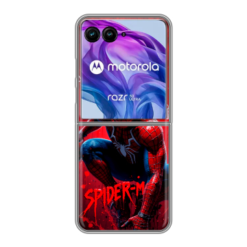 Пластиковый чехол на Motorola Razr 50 Ultra с принтом Spiderman Человек паук