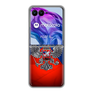 Пластиковый чехол на Motorola Razr 50 Ultra с принтом Флаг России