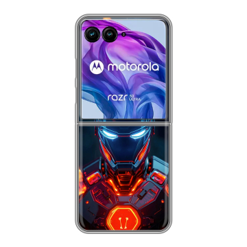 Пластиковый чехол на Motorola Razr 50 Ultra с принтом IronMan Железный человек