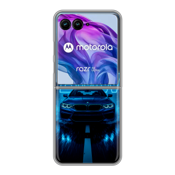 Пластиковый чехол на Motorola Razr 50 Ultra с принтом BMW БМВ