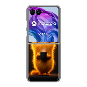 Пластиковый чехол на Motorola Razr 50 Ultra с принтом Смешной кот