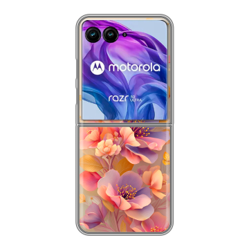 Пластиковый чехол на Motorola Razr 50 Ultra с принтом Цветы и бабочки Пластиковый чехол на Motorola Razr 50 Ultra с принтом Цветы и бабочки
