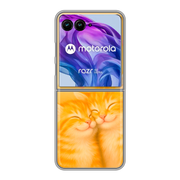Пластиковый чехол на Motorola Razr 50 Ultra с принтом Милые котята
