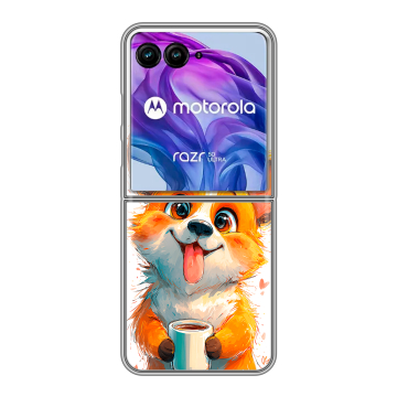 Пластиковый чехол на Motorola Razr 50 Ultra с принтом корги