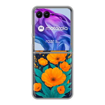Пластиковый чехол на Motorola Razr 50 Ultra с принтом цветы бабочки Пластиковый чехол на Motorola Razr 50 Ultra с принтом цветы бабочки