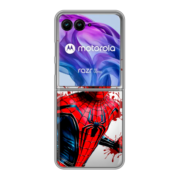 Пластиковый чехол на Motorola Razr 50 Ultra с принтом Spiderman Человек паук