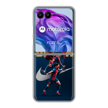Пластиковый чехол на Motorola Razr 50 Ultra с принтом Барселона Barca Yamal 