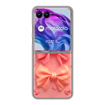 Пластиковый чехол на Motorola Razr 50 Ultra с принтом Розовые бантики