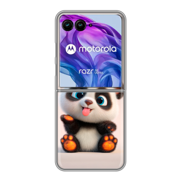 Пластиковый чехол на Motorola Razr 50 Ultra с принтом милая панда