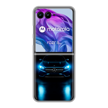 Пластиковый чехол на Motorola Razr 50 Ultra с принтом Mercedes Мерседес