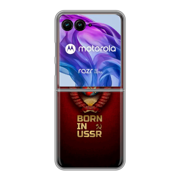 Пластиковый чехол на Motorola Razr 50 Ultra с принтом Флаг Герб СССР Пластиковый чехол на Motorola Razr 50 Ultra с принтом Флаг Герб СССР