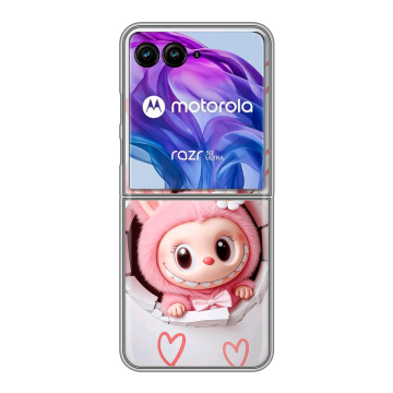 Пластиковый чехол на Motorola Razr 50 Ultra с принтом Labubu Лабубу