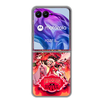 Пластиковый чехол на Motorola Razr 50 Ultra с принтом Hazbin Hotel Отель Хазбин