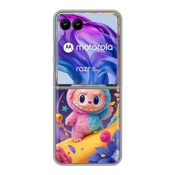 Пластиковый чехол на Motorola Razr 50 Ultra с принтом Labubu Лабубу