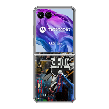 Пластиковый чехол на Motorola Razr 50 Ultra с принтом Messi Barcelona