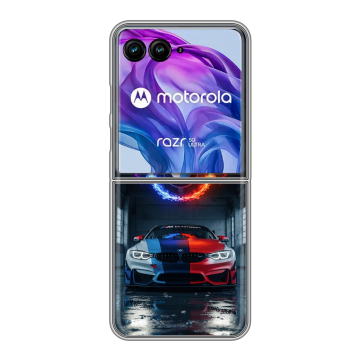 Пластиковый чехол на Motorola Razr 50 Ultra с принтом BMW БМВ