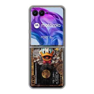 Пластиковый чехол на Motorola Razr 50 Ultra с принтом Дональд Дак Доллар