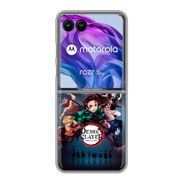 Пластиковый чехол на Motorola Razr 50 Ultra с принтом Demon Slayer Клинок рассекающий демонов