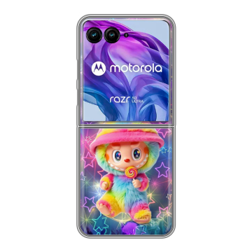 Пластиковый чехол на Motorola Razr 50 Ultra с принтом Labubu Лабубу