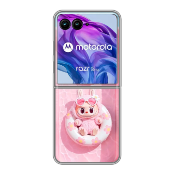 Пластиковый чехол на Motorola Razr 50 Ultra с принтом Labubu Лабубу