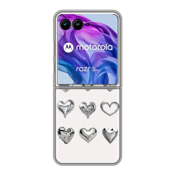 Пластиковый чехол на Motorola Razr 50 Ultra с принтом Y2K сердечки