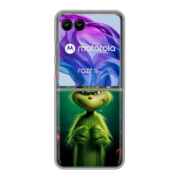 Пластиковый чехол на Motorola Razr 50 Ultra с принтом Гринч Новый год Рождество Пластиковый чехол на Motorola Razr 50 Ultra с принтом Гринч Новый год Рождество