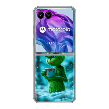 Пластиковый чехол на Motorola Razr 50 Ultra с принтом Новый год гринч Пластиковый чехол на Motorola Razr 50 Ultra с принтом Новый год гринч