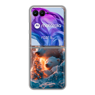 Пластиковый чехол на Motorola Razr 50 Ultra с принтом Новый год