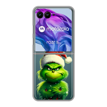 Пластиковый чехол на Motorola Razr 50 Ultra с принтом Новый год