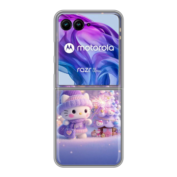 Пластиковый чехол на Motorola Razr 50 Ultra с принтом Новый год