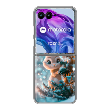 Пластиковый чехол на Motorola Razr 50 Ultra с принтом Новый год