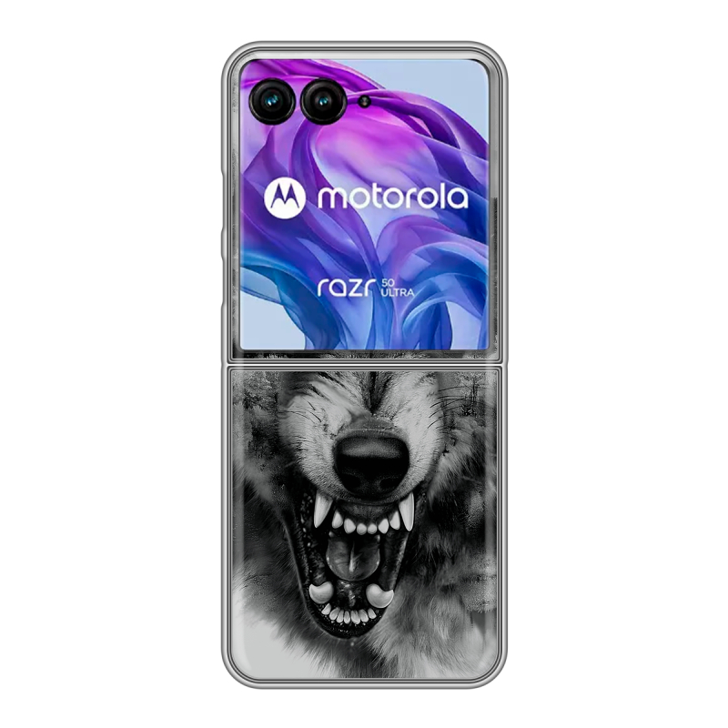 Пластиковый чехол на Motorola Razr 50 Ultra с принтом Волк Пластиковый чехол на Motorola Razr 50 Ultra с принтом Волк