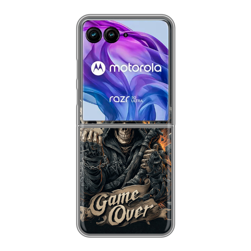 Пластиковый чехол на Motorola Razr 50 Ultra с принтом Скелет карты Пластиковый чехол на Motorola Razr 50 Ultra с принтом Скелет карты