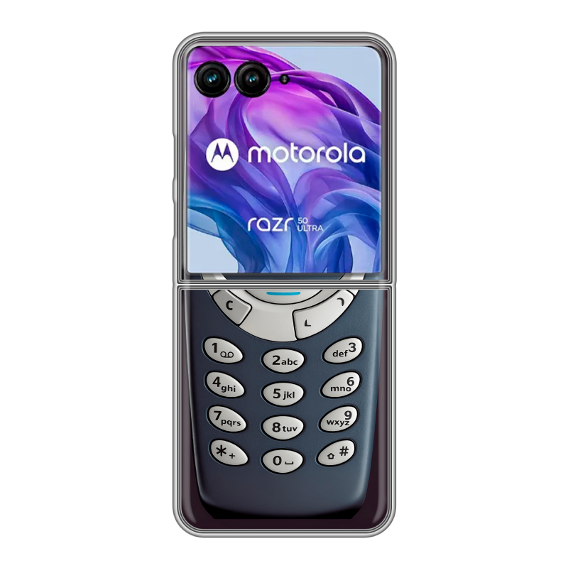 Пластиковый чехол на Motorola Razr 50 Ultra с принтом Старый телефон Пластиковый чехол на Motorola Razr 50 Ultra с принтом Старый телефон