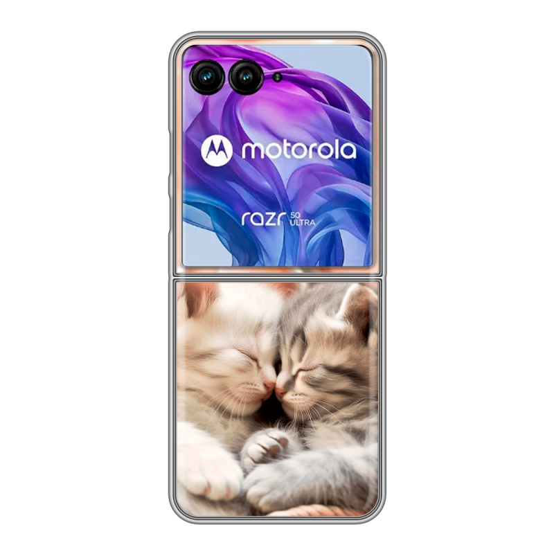 Пластиковый чехол на Motorola Razr 50 Ultra с принтом Котята Пластиковый чехол на Motorola Razr 50 Ultra с принтом Котята