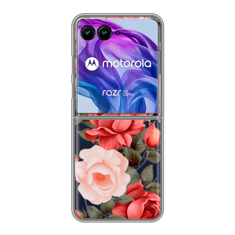 Пластиковый чехол на Motorola Razr 50 Ultra с принтом Розы Пластиковый чехол на Motorola Razr 50 Ultra с принтом Розы