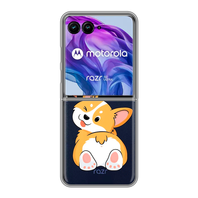 Пластиковый чехол на Motorola Razr 50 Ultra с принтом Корги Пластиковый чехол на Motorola Razr 50 Ultra с принтом Корги