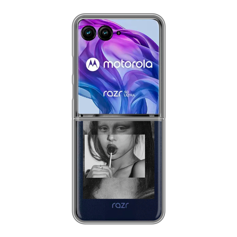 Пластиковый чехол на Motorola Razr 50 Ultra с принтом Мона Лиза Пластиковый чехол на Motorola Razr 50 Ultra с принтом Мона Лиза