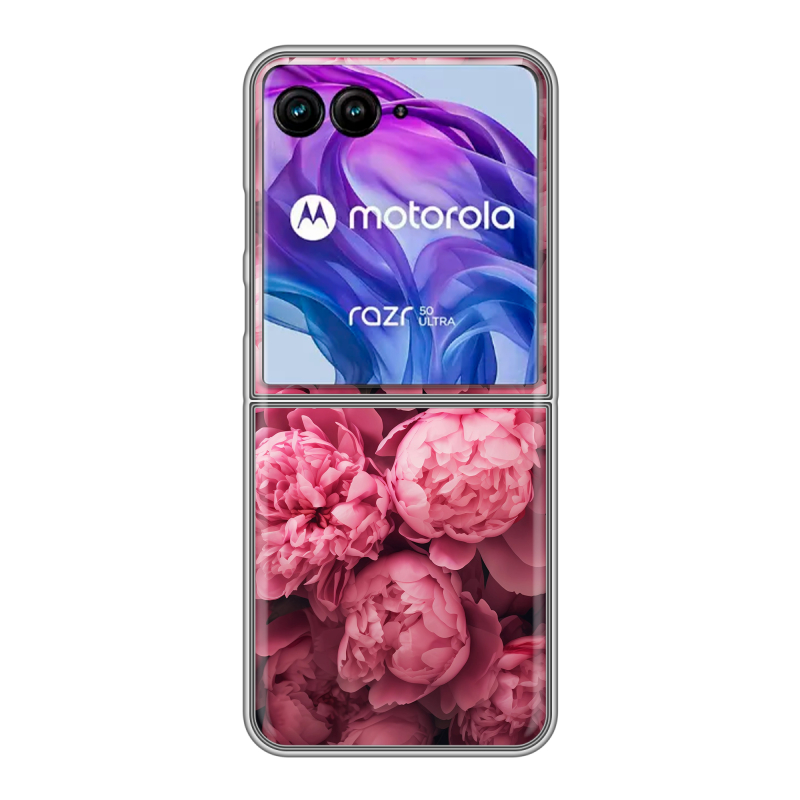 Пластиковый чехол на Motorola Razr 50 Ultra с принтом цветы пионы Пластиковый чехол на Motorola Razr 50 Ultra с принтом цветы пионы
