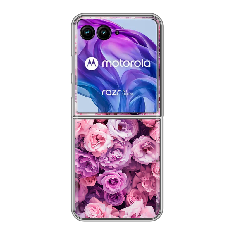 Пластиковый чехол на Motorola Razr 50 Ultra с принтом лавандовые розы Пластиковый чехол на Motorola Razr 50 Ultra с принтом лавандовые розы