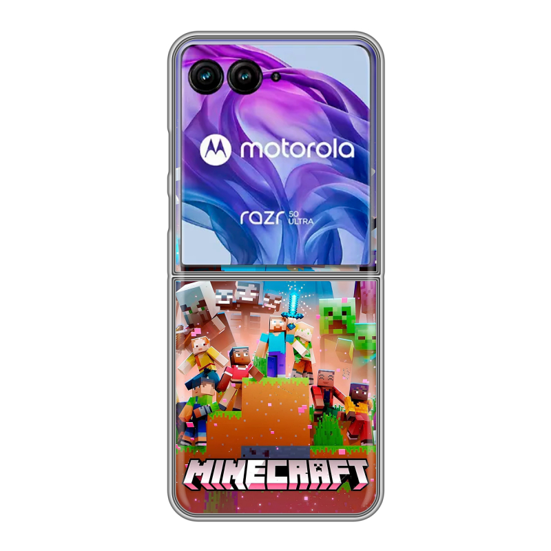 Пластиковый чехол на Motorola Razr 50 Ultra с принтом Майнкрафт Minecraft Пластиковый чехол на Motorola Razr 50 Ultra с принтом Майнкрафт Minecraft