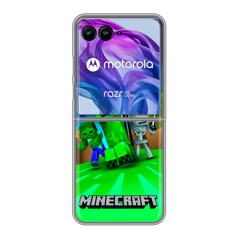 Пластиковый чехол на Motorola Razr 50 Ultra с принтом Майнкрафт Пластиковый чехол на Motorola Razr 50 Ultra с принтом Майнкрафт