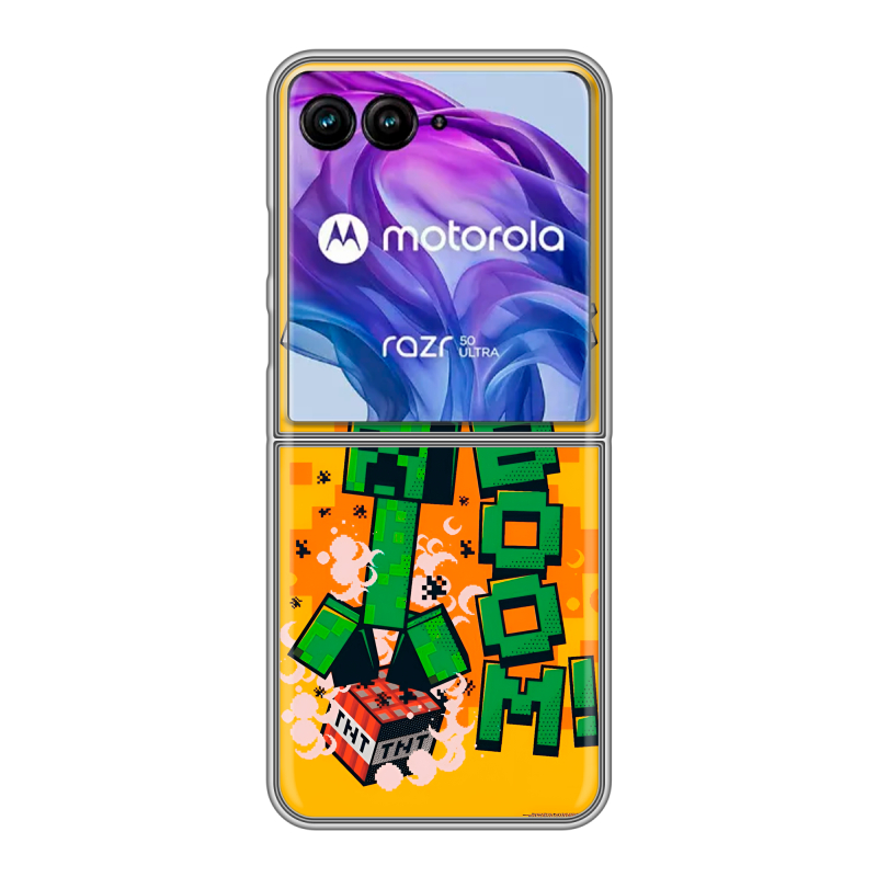 Пластиковый чехол на Motorola Razr 50 Ultra с принтом Майнкрафт Minecraft Пластиковый чехол на Motorola Razr 50 Ultra с принтом Майнкрафт Minecraft