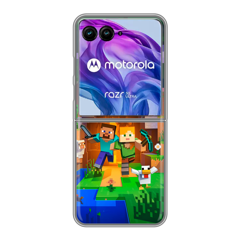 Пластиковый чехол на Motorola Razr 50 Ultra с принтом Майнкрафт Minecraft Пластиковый чехол на Motorola Razr 50 Ultra с принтом Майнкрафт Minecraft