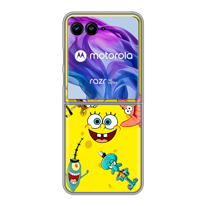 Пластиковый чехол на Motorola Razr 50 Ultra с принтом Спанч боб Спанчбоб Пластиковый чехол на Motorola Razr 50 Ultra с принтом Спанч боб Спанчбоб