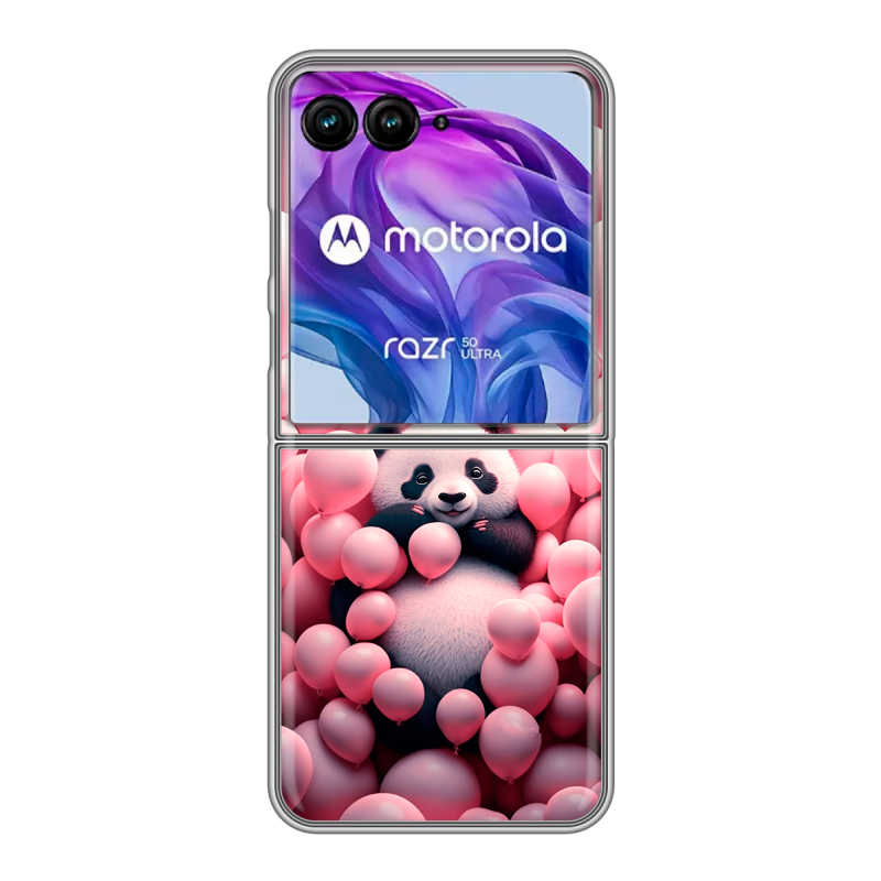 Пластиковый чехол на Motorola Razr 50 Ultra с принтом Панда Пластиковый чехол на Motorola Razr 50 Ultra с принтом Панда