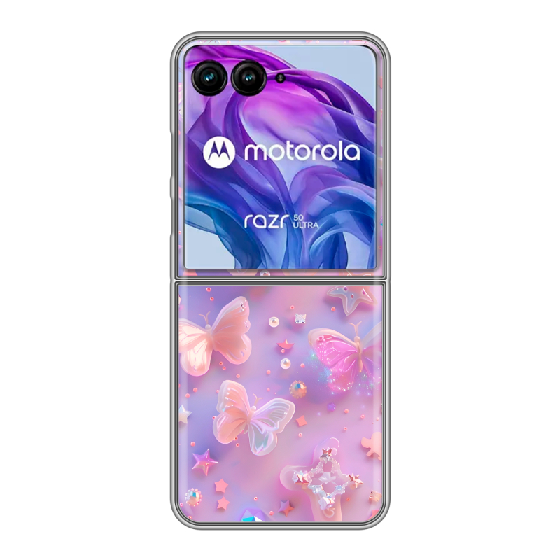 Пластиковый чехол на Motorola Razr 50 Ultra с принтом Бабочки Пластиковый чехол на Motorola Razr 50 Ultra с принтом Бабочки