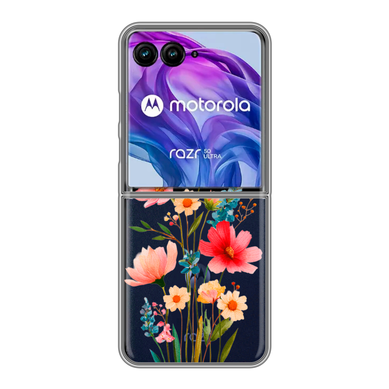 Пластиковый чехол на Motorola Razr 50 Ultra с принтом Цветы Пластиковый чехол на Motorola Razr 50 Ultra с принтом Цветы