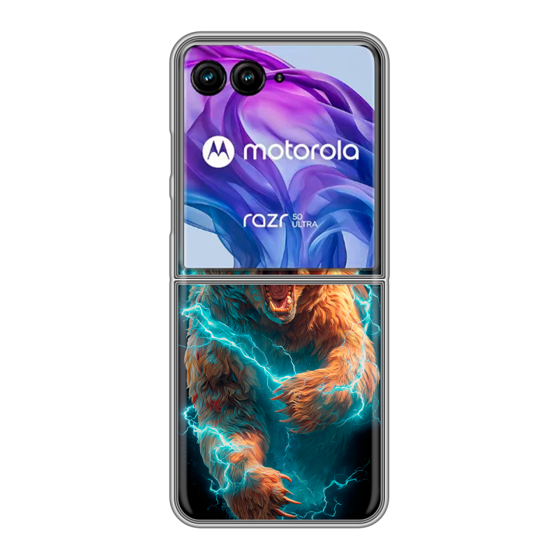 Пластиковый чехол на Motorola Razr 50 Ultra с принтом Медведь Пластиковый чехол на Motorola Razr 50 Ultra с принтом Медведь