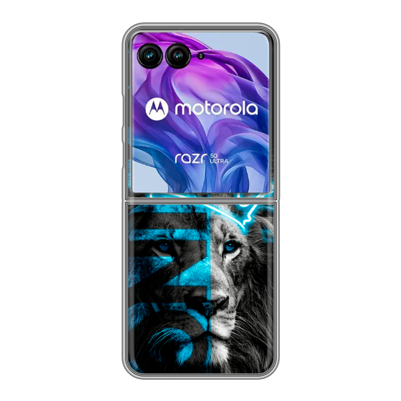 Пластиковый чехол на Motorola Razr 50 Ultra с принтом Король лев Пластиковый чехол на Motorola Razr 50 Ultra с принтом Король лев